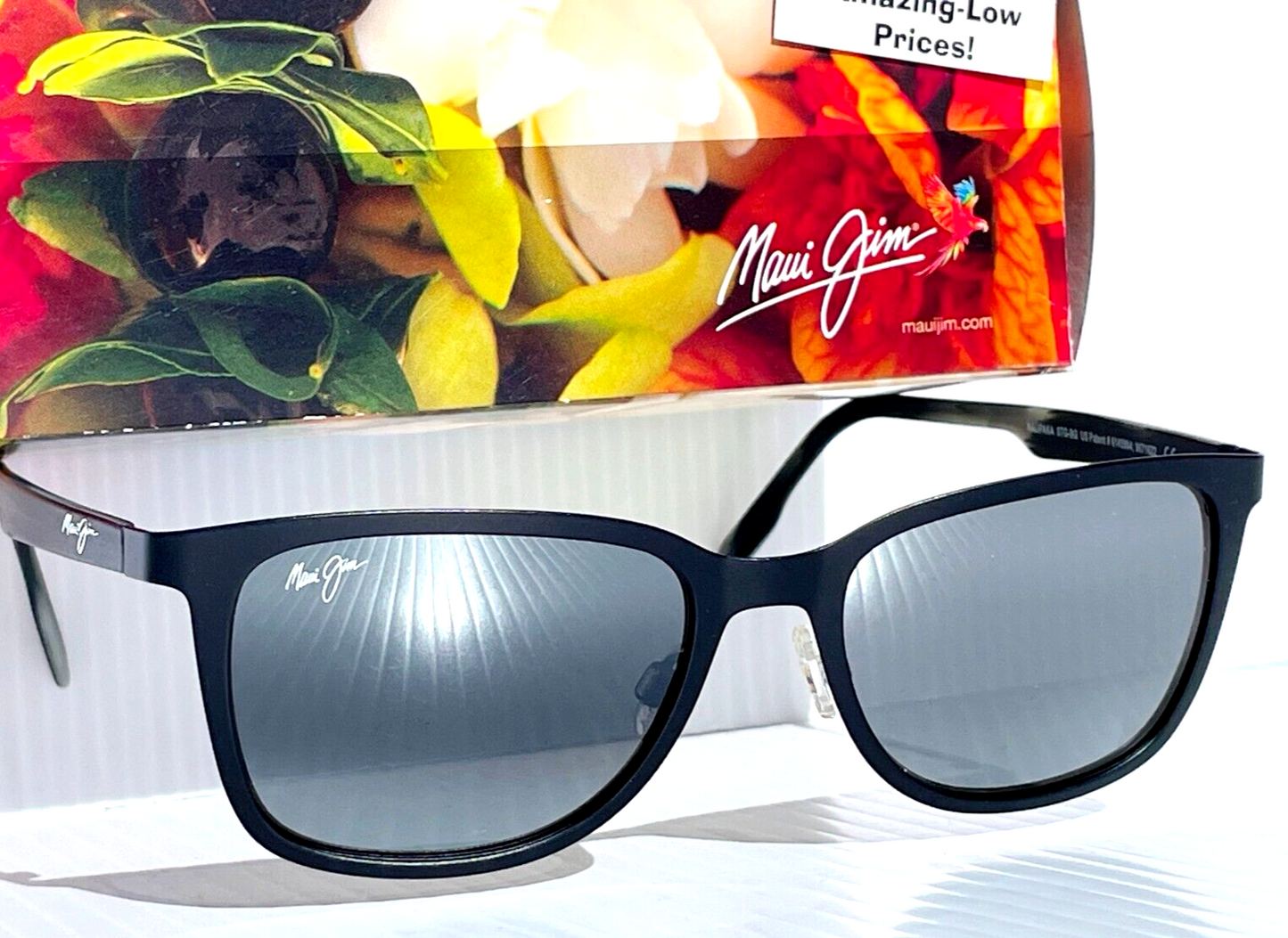 Maui Jim NAUPAKA Polished Black Frame POLARIZED Grey GLASS Lens Sunglass 775-2M