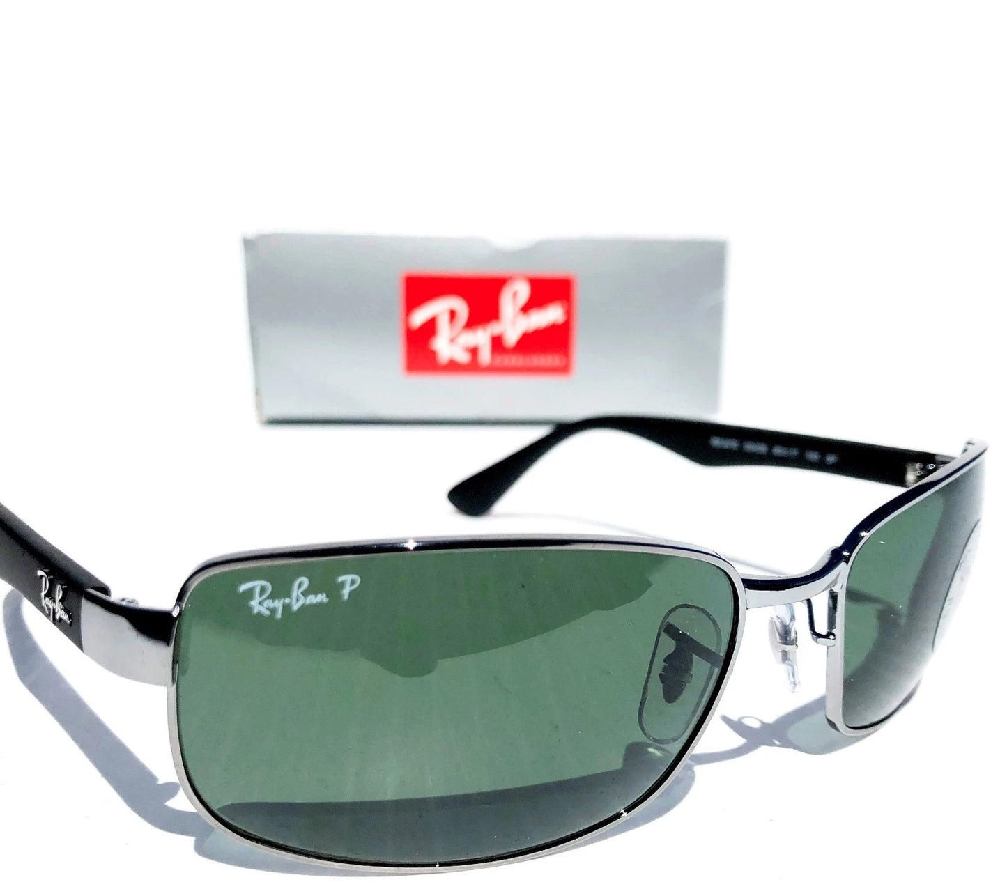 Ray Ban Gunmetal & Black Frame POLARIZED Green G15 Lens Sunglass RB 3478 004/58