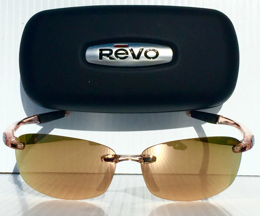 REVO DESCEND N Blush Crystal POLARIZED Champaign Rose Lens Sunglass RE 4059 10 CH