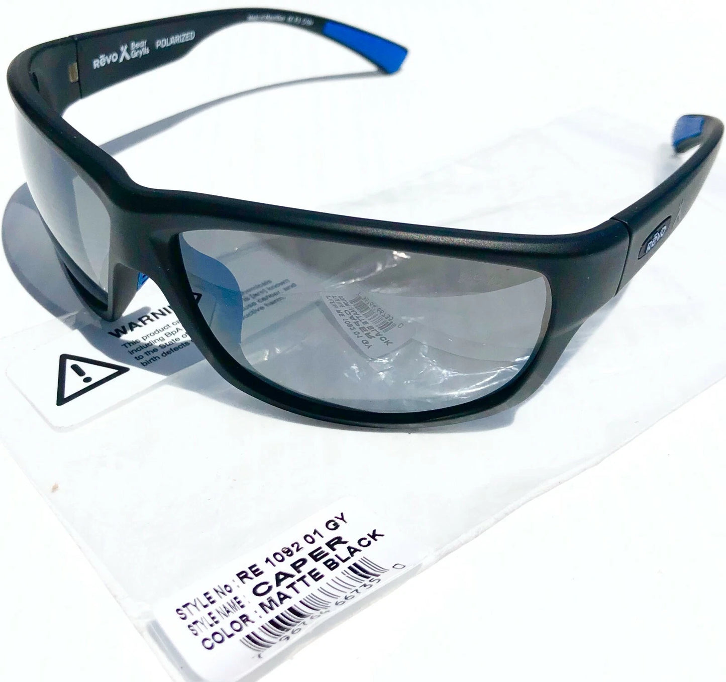 REVO CAPER BEAR GRYLLS Matte Black POLARIZED Gray Lens Sunglass RE 1092 01 GY