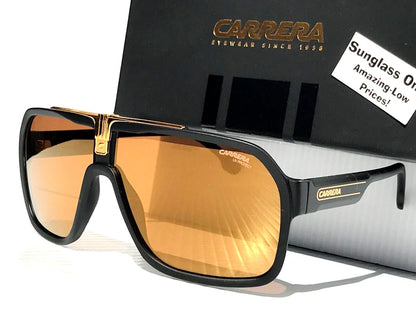 CARRERA Matte Black Gold Frame Gold Brown Lens Sunglass 1014/S I46K1