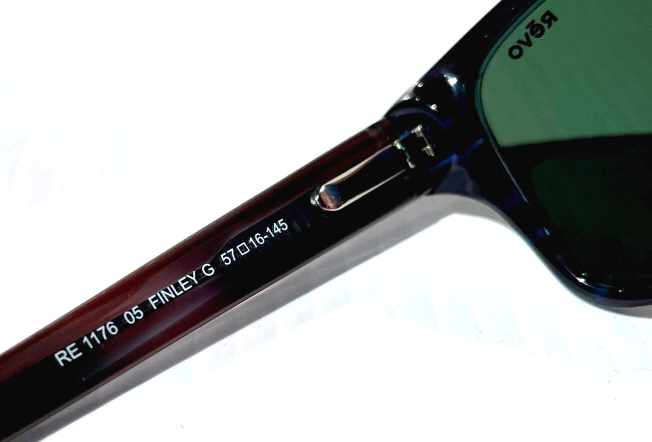 REVO FINLEY G Shiny Blue Horn POLARIZED Grey GLASS Lens Sunglass RE 1176 05 SG50
