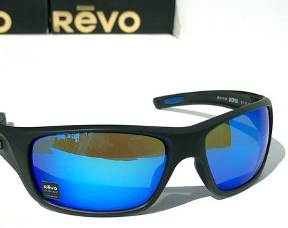 REVO JASPER Black Matte POLARIZED Blue GLASS Lens Sunglasses RE 1111 01 H2O