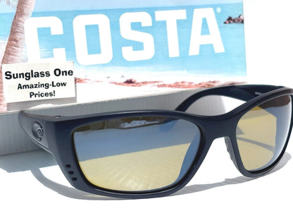 Costa Del Mar FISCH Black POLARIZED Sunrise Silver 580G GLASS Lens Sunglass 9054-13
