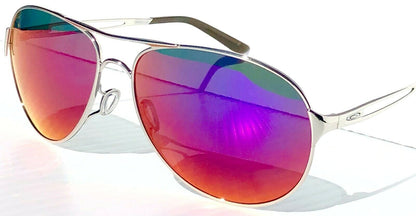 Oakley CAVEAT in Silver Frame with POLARIZED Galaxy Magenta Lens Sunglasses oo4054 - Two-Lens Bundle!