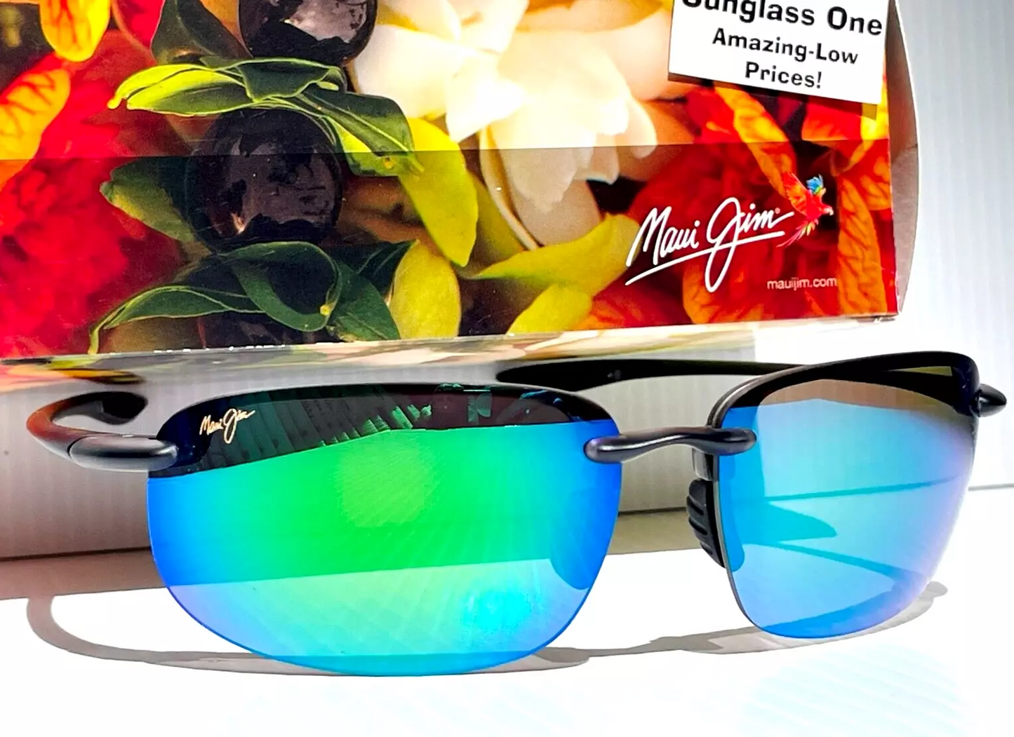 Maui Jim HOOKIPA XL Matte Black POLARIZED Maui Green Lens Sunglass GM4 SunglassOne