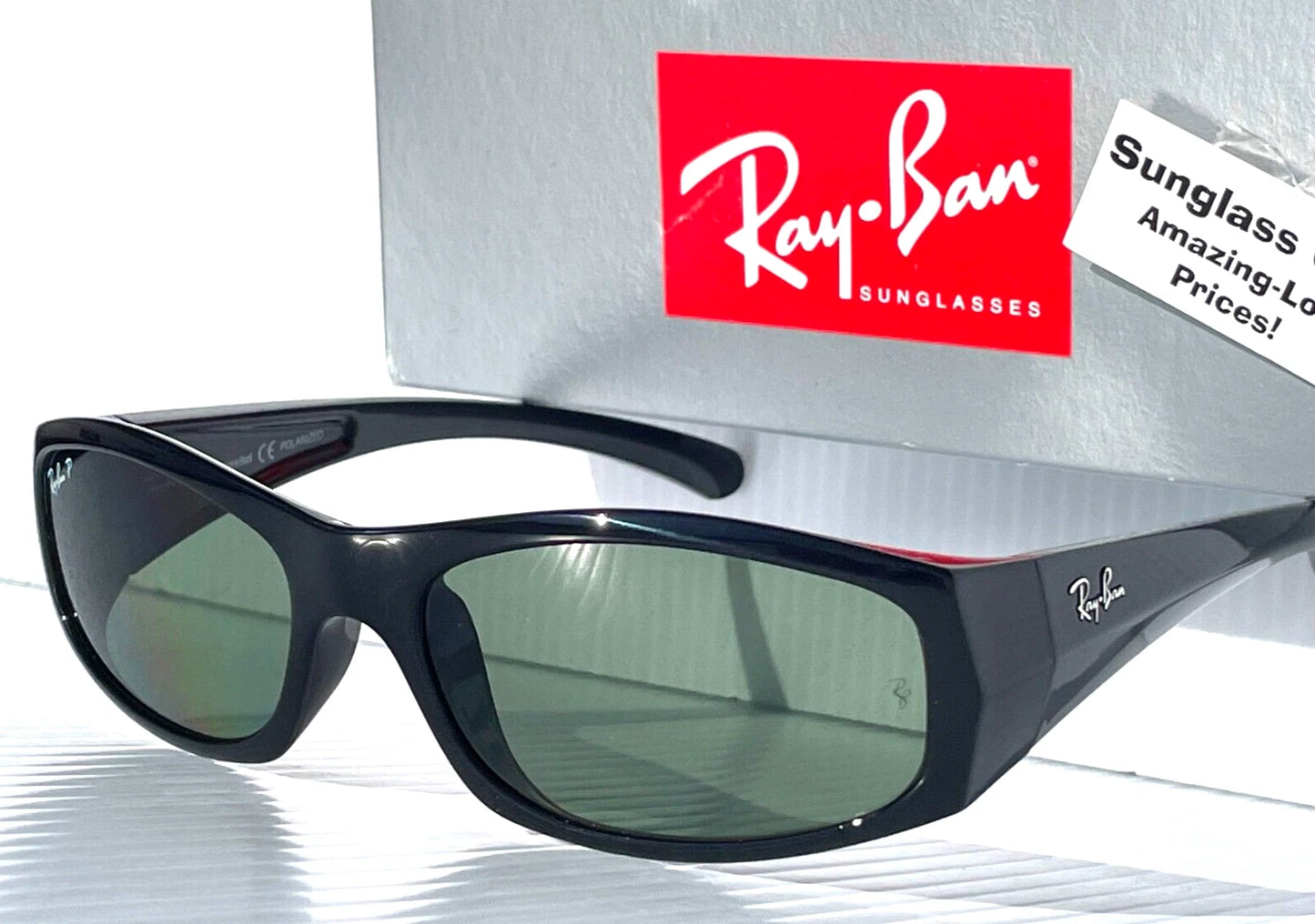 RAY BAN Shiny Black Frame POLARIZED Green Lens Sunglass RB4093 601/9A