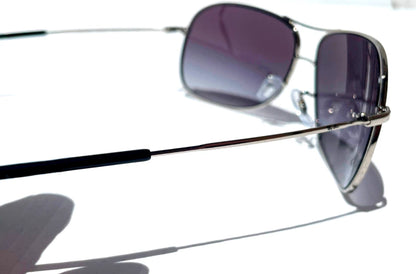Ray Ban Shiny Silver Pilot GRADIENT Grey To Blue Lens Sunglass RB3267 003/8G