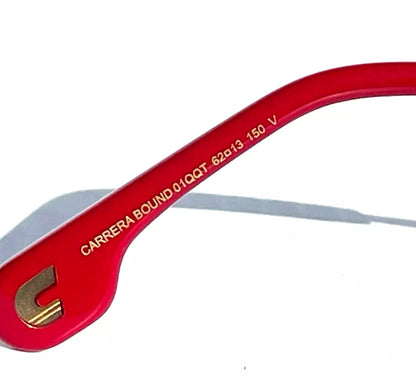 CARRERA Gold with Red Frame Green Grey Lens Sunglass BOUND 01QQT