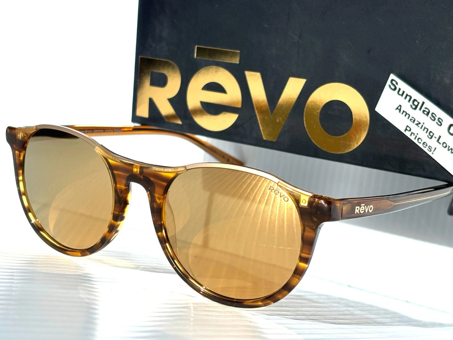 REVO NOLITA Amber Horn POLARIZED Champagne Gold Lens Sunglass RE 2200 11 CH
