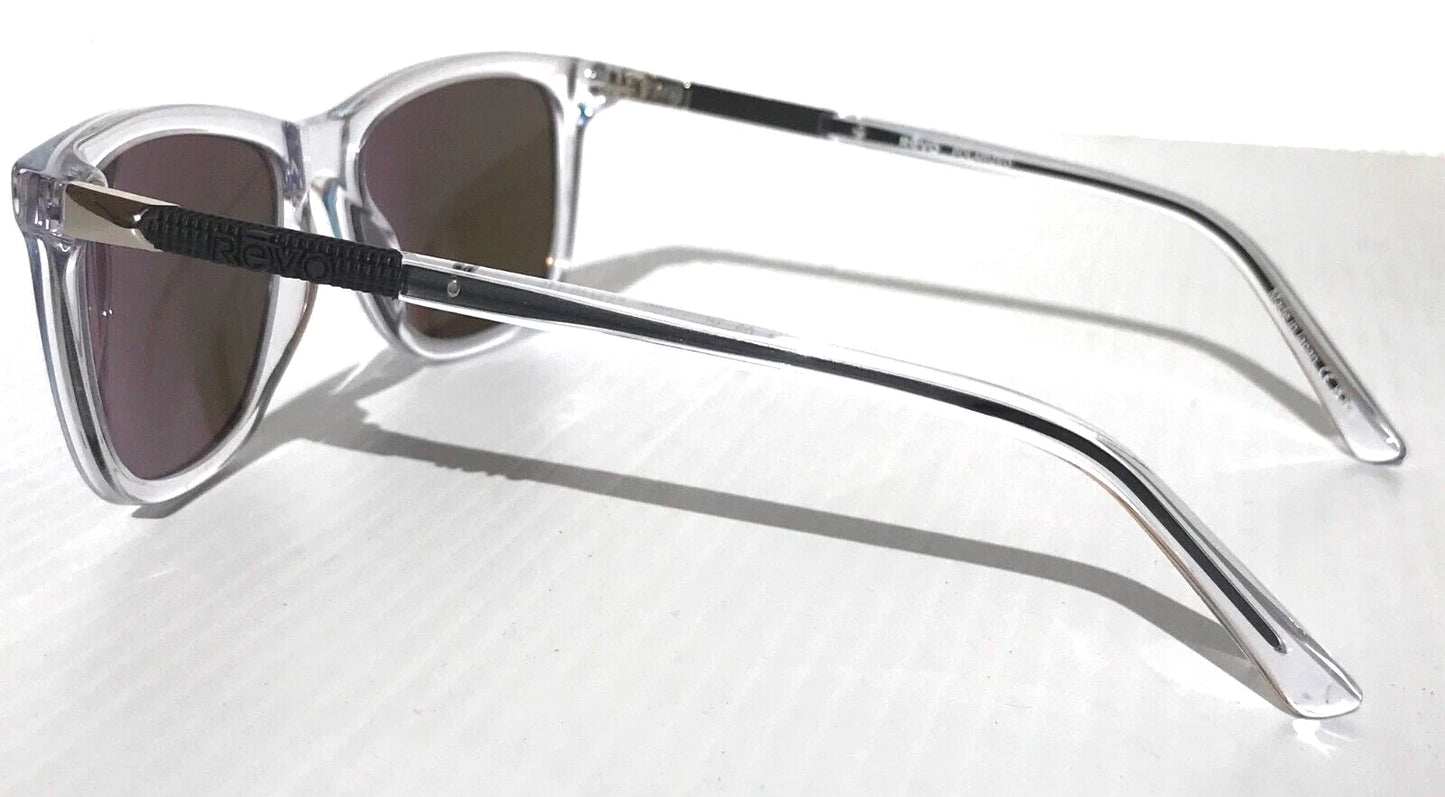 REVO COVE Shiny Crystal Clear POLARIZED Blue Lens Sunglass RE 1164N 09 BL