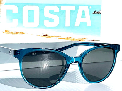 Costa Del Mar ISLA Deep Teal Crystal POLARIZED Gray 580G GLASS Lens Sunglass ISA 244