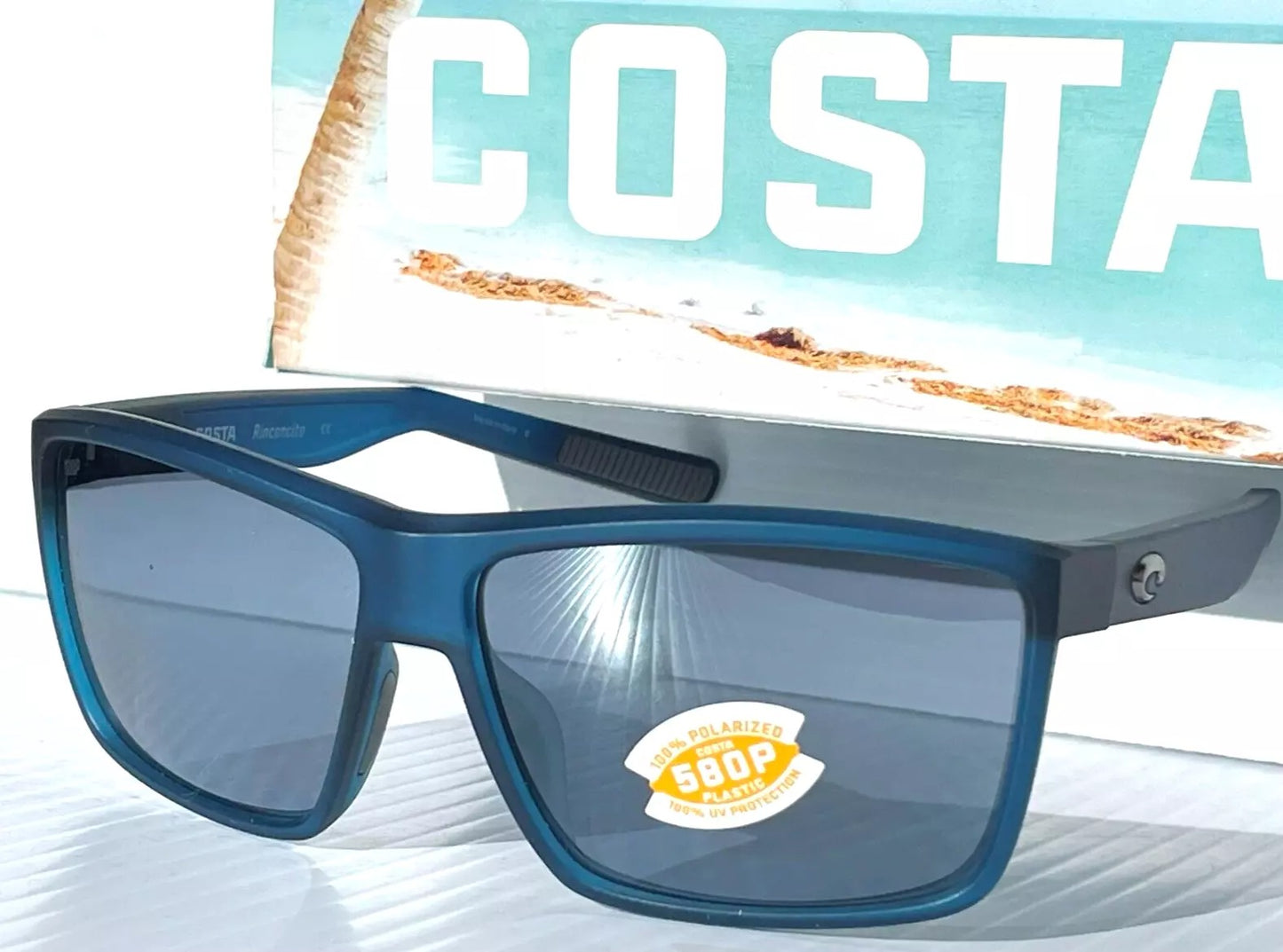 Costa Del Mar RINCONCITO Matte Atlantic Blue POLARIZED Grey Mirror 580P Lens Sunglass RIC 177