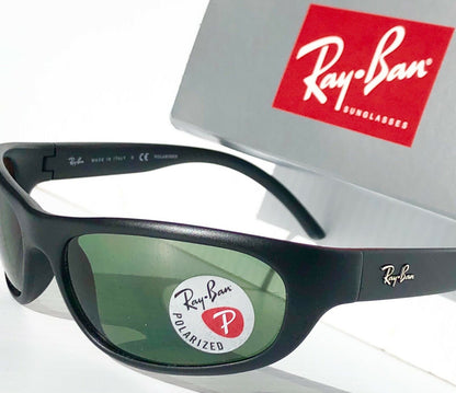 Ray Ban Sports Wrap Matte Black Frame POLARIZED Green Lens Sunglass RB 4033 601S