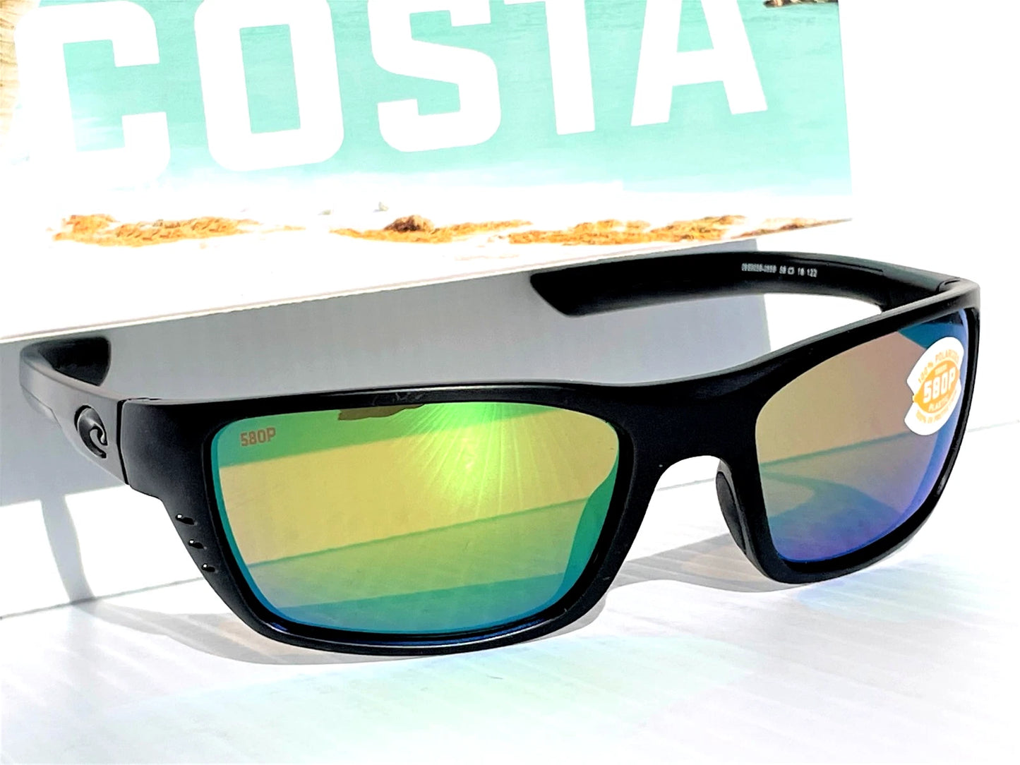 COSTA Del Mar WHITETIP Blackout POLARIZED Green Mirror 580P Lens Sunglass WTP01 OGMP