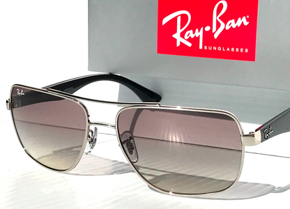 Ray Ban Polished Silver Frame Gradient Grey Lens Sunglass RB 3483 003/32