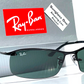 Ray Ban Polished Black Semi-Rimless Frames Dark Green Lens Sunglass RB 3183 006/71