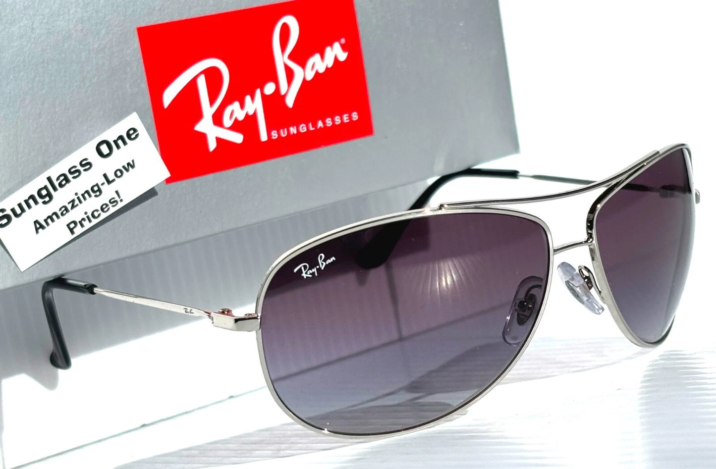 Ray Ban AVIATOR Silver Frame Grey Gradient Lens Sunglass RB3293 003/8G