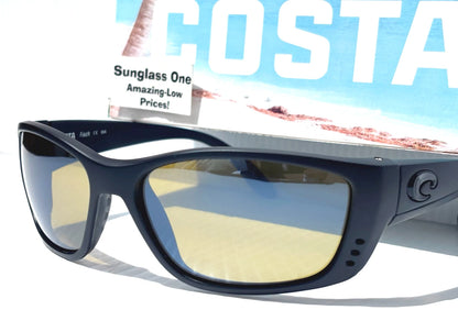 Costa Del Mar FISCH Black POLARIZED Sunrise Silver 580G GLASS Lens Sunglass 9054-13