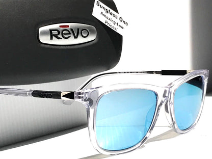 REVO COVE Shiny Crystal Clear POLARIZED Blue Lens Sunglass RE 1164N 09 BL