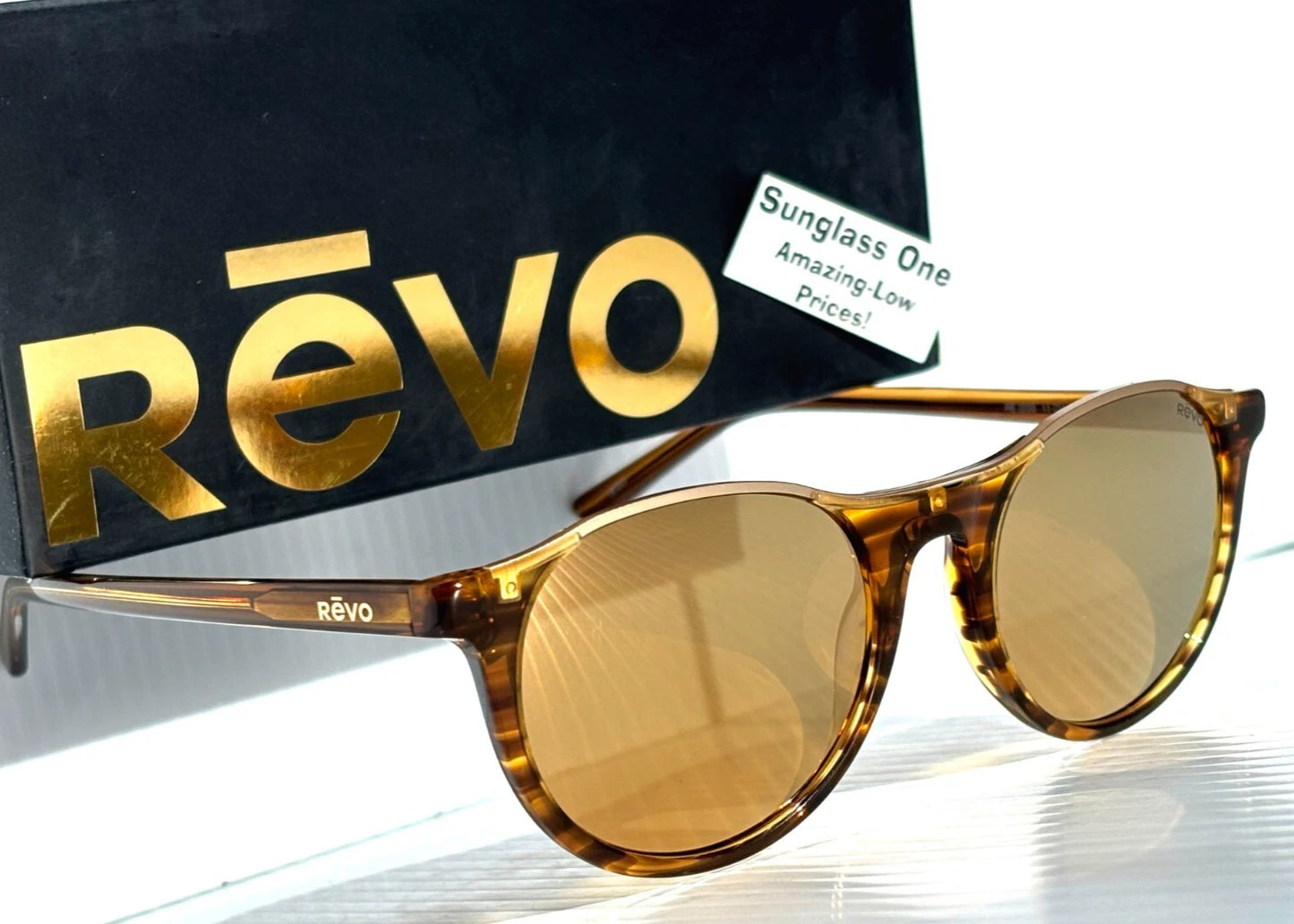 REVO NOLITA Amber Horn POLARIZED Champagne Gold Lens Sunglass RE 2200 11 CH