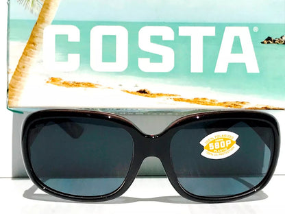 Costa Del Mar GANNET Shiny Black Hibiscus POLARIZED Gray 580P Lens Sunglass GNT 132