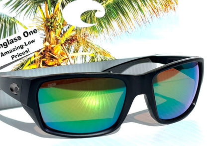 Costa Del Mar TAILFIN Matte Black POLARIZED Green Mirror 580P Lens Sunglass 9113-07 57mm