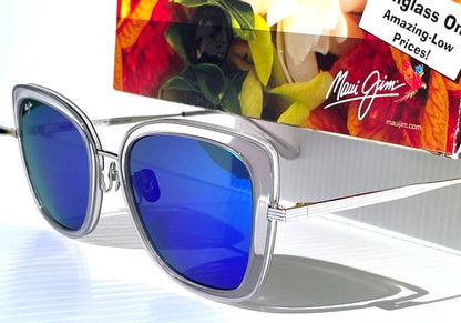 Maui Jim VIOLET LAKE Transparent Clear Frame POLARIZED Maui Blue Lens Sunglass B843-11