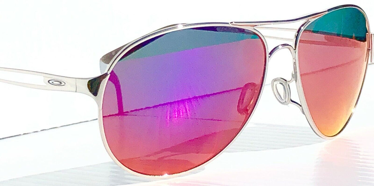 Oakley CAVEAT in Silver Frame with POLARIZED Galaxy Magenta Lens Sunglasses oo4054 - Two-Lens Bundle!