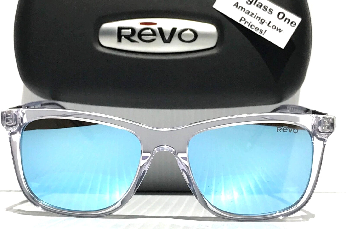 REVO COVE Shiny Crystal Clear POLARIZED Blue Lens Sunglass RE 1164N 09 BL