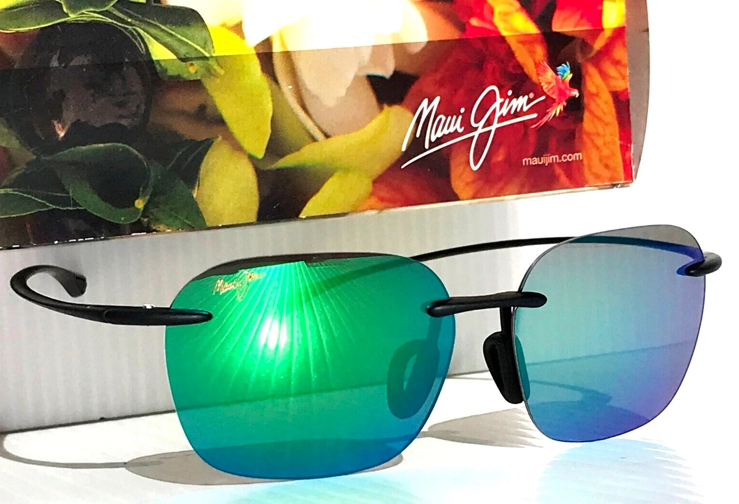 Maui Jim KOMOHANA Matte Black Frame POLARIZED Maui Green Small Sunglass GM446-2M