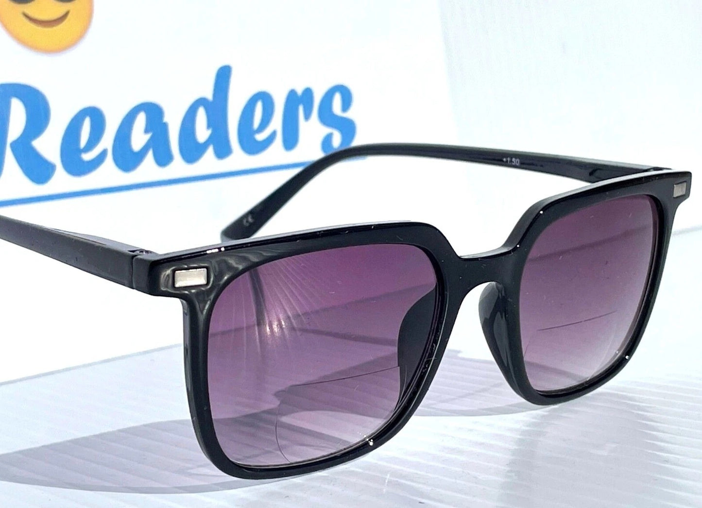 Gry Mattr DESIGNER SUN READERS CLEVER Shiny Black Bifocal Sunglass