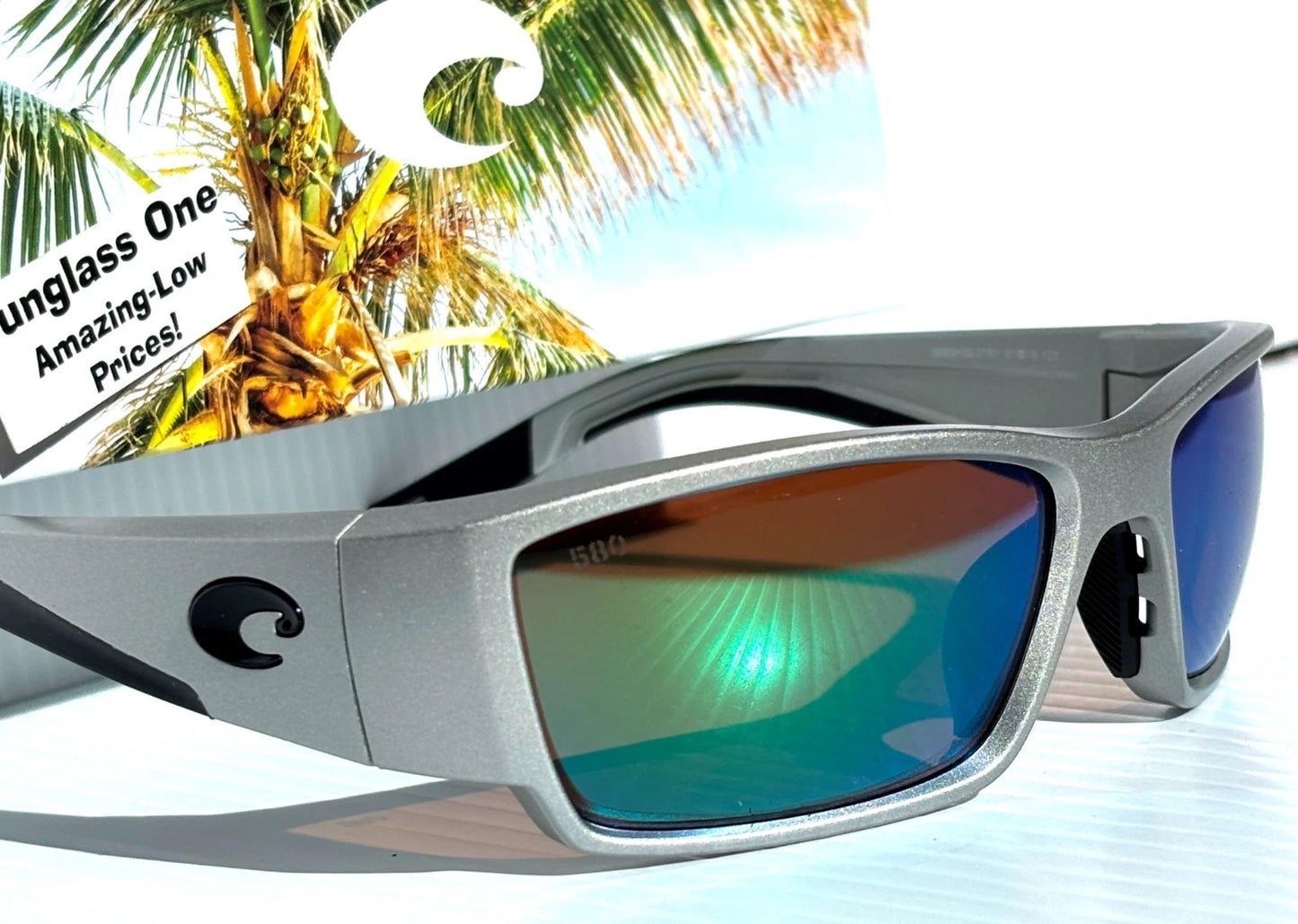 Costa CORBINA PRO Silver Metallic POLARIZED Green 580G GLASS Lens Sunglass 9109-07