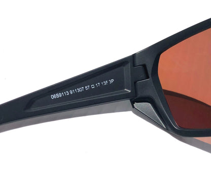 Costa Del Mar TAILFIN Matte Black POLARIZED Green Mirror 580P Lens Sunglass 9113-07 57mm