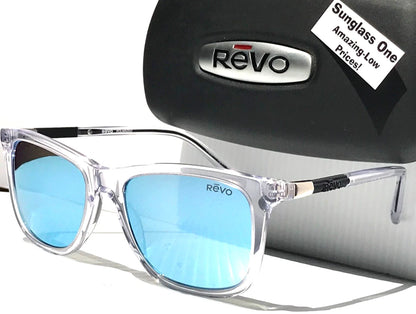 REVO COVE Shiny Crystal Clear POLARIZED Blue Lens Sunglass RE 1164N 09 BL