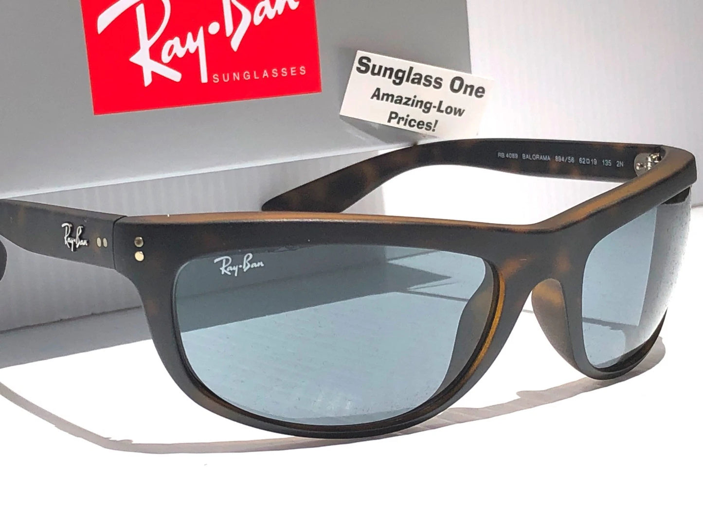 Ray Ban BALORAMA Matte Havana Frame Dark Blue Lens Sunglass RB 4089 894/56