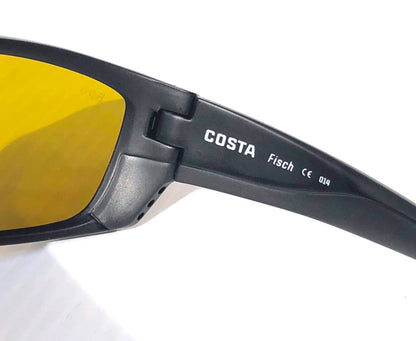 Costa Del Mar FISCH Black POLARIZED Sunrise Silver 580G GLASS Lens Sunglass 9054-13