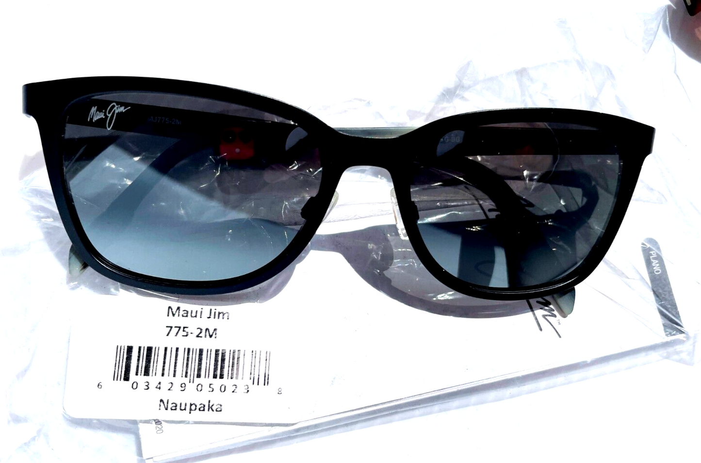 Maui Jim NAUPAKA Polished Black Frame POLARIZED Grey GLASS Lens Sunglass 775-2M