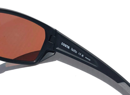 Costa Del Mar TAILFIN Matte Black POLARIZED Green Mirror 580P Lens Sunglass 9113-07 57mm