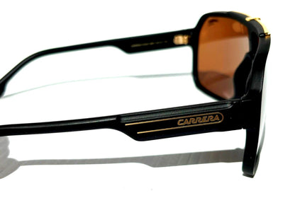 CARRERA Matte Black Gold Frame Gold Brown Lens Sunglass 1014/S I46K1