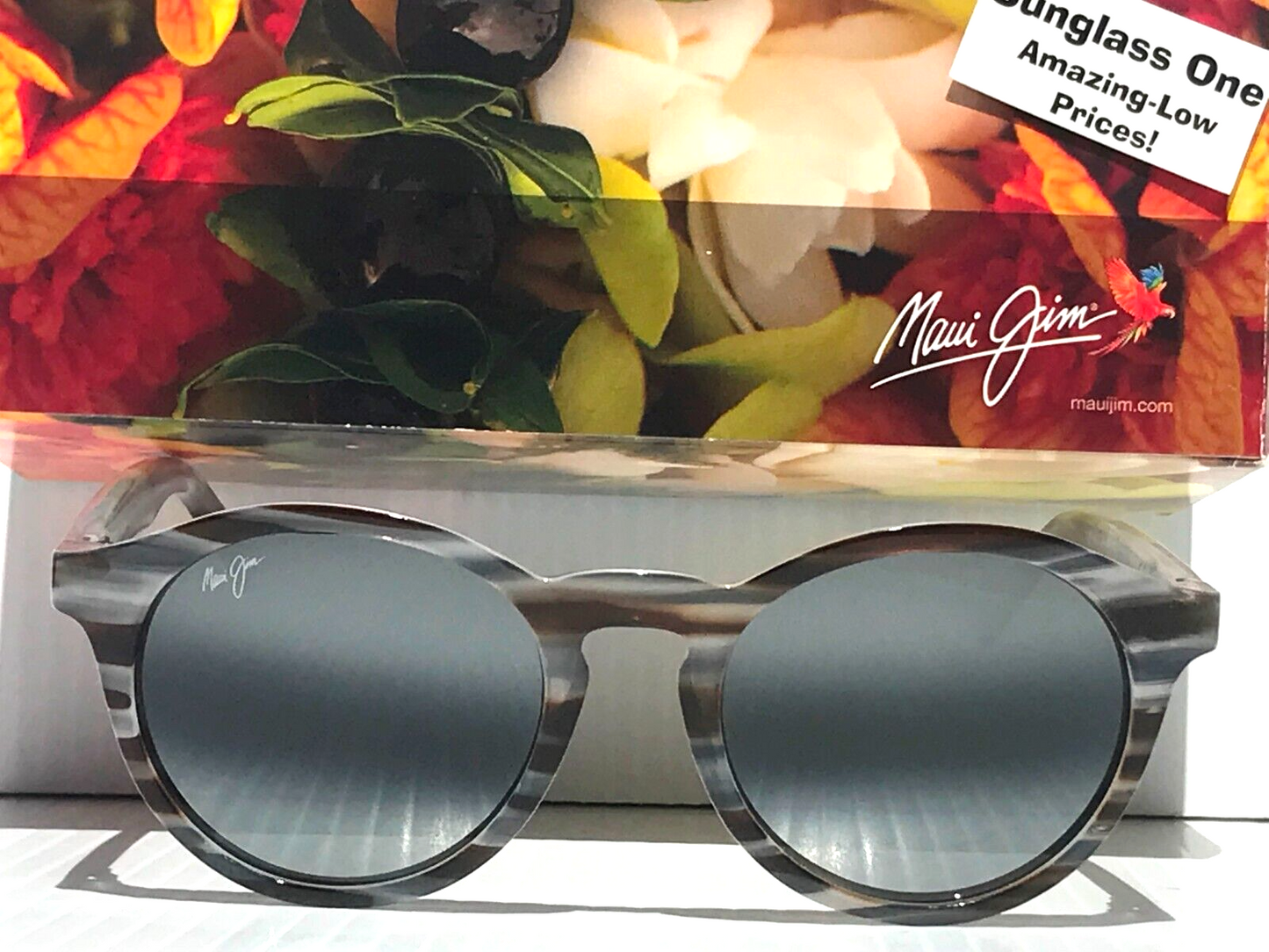 Maui Jim PINEAPPLE Slate Grey Stripes POLARIZED Grey GLASS Sunglass 784-14D