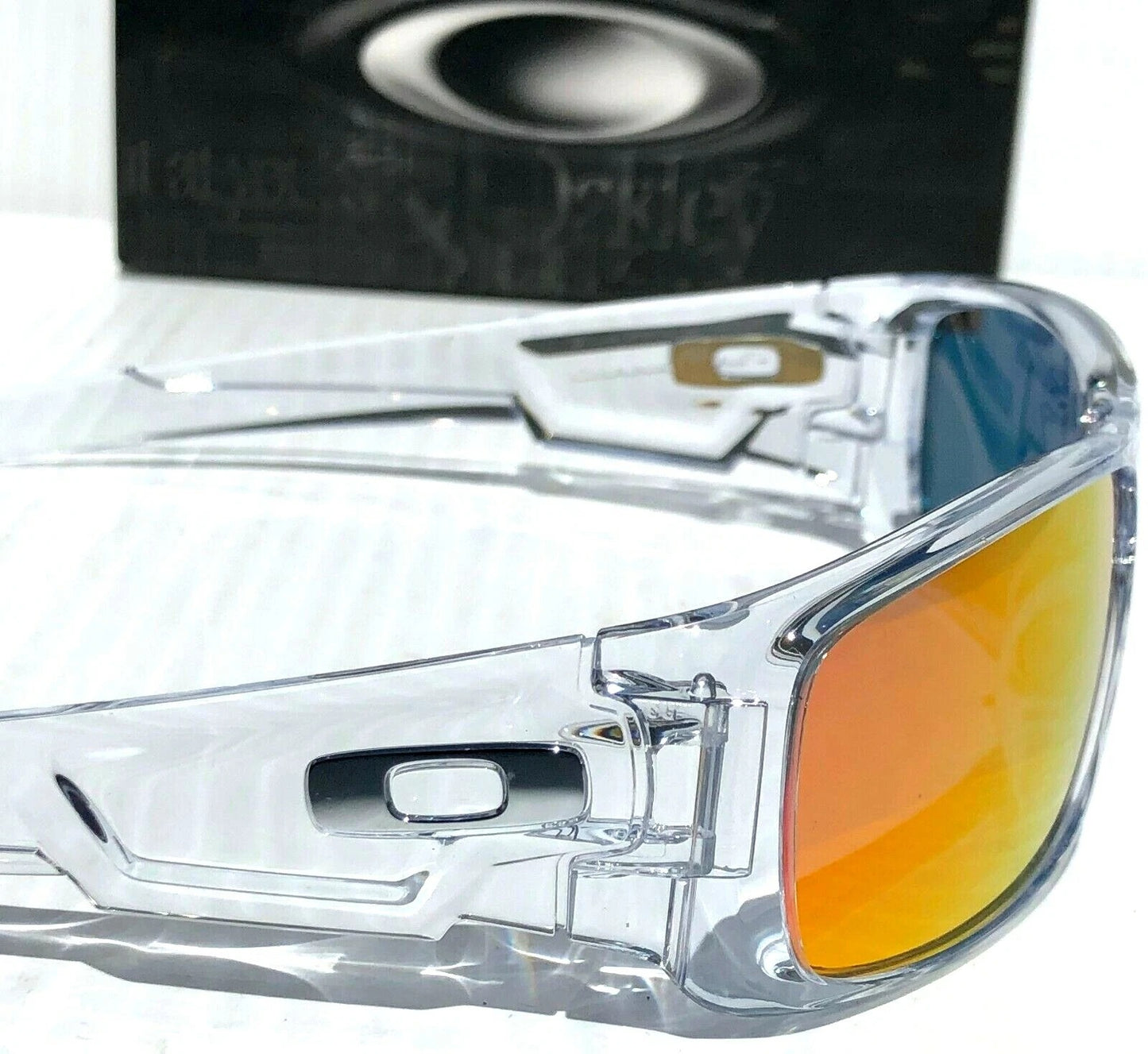 Oakley CRANKSHAFT Shiny Clear Frame POLARIZED Galaxy Ruby Mirror Lens Sunglass 9239-04- Two-Lens Bundle!