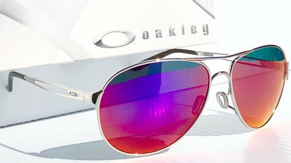 Oakley CAVEAT in Silver Frame with POLARIZED Galaxy Magenta Lens Sunglasses oo4054 - Two-Lens Bundle!