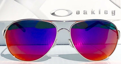 Oakley CAVEAT in Silver Frame with POLARIZED Galaxy Magenta Lens Sunglasses oo4054 - Two-Lens Bundle!