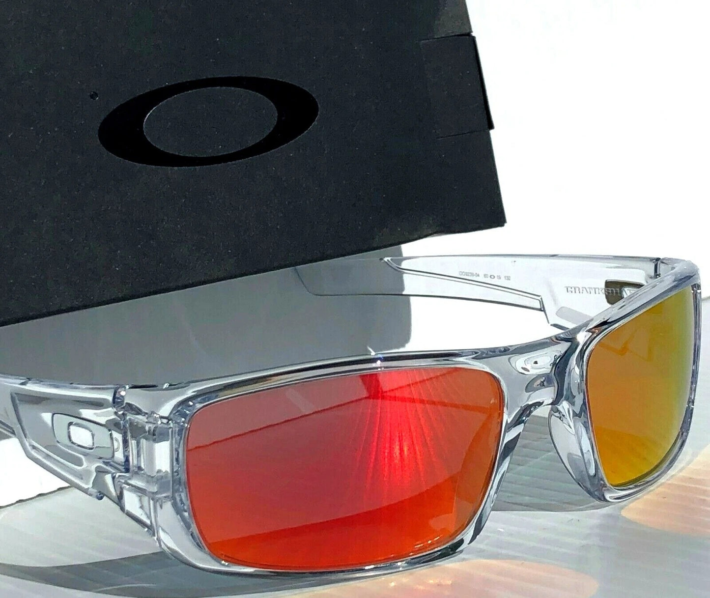 Oakley CRANKSHAFT Shiny Clear Frame POLARIZED Galaxy Ruby Mirror Lens Sunglass 9239-04- Two-Lens Bundle!