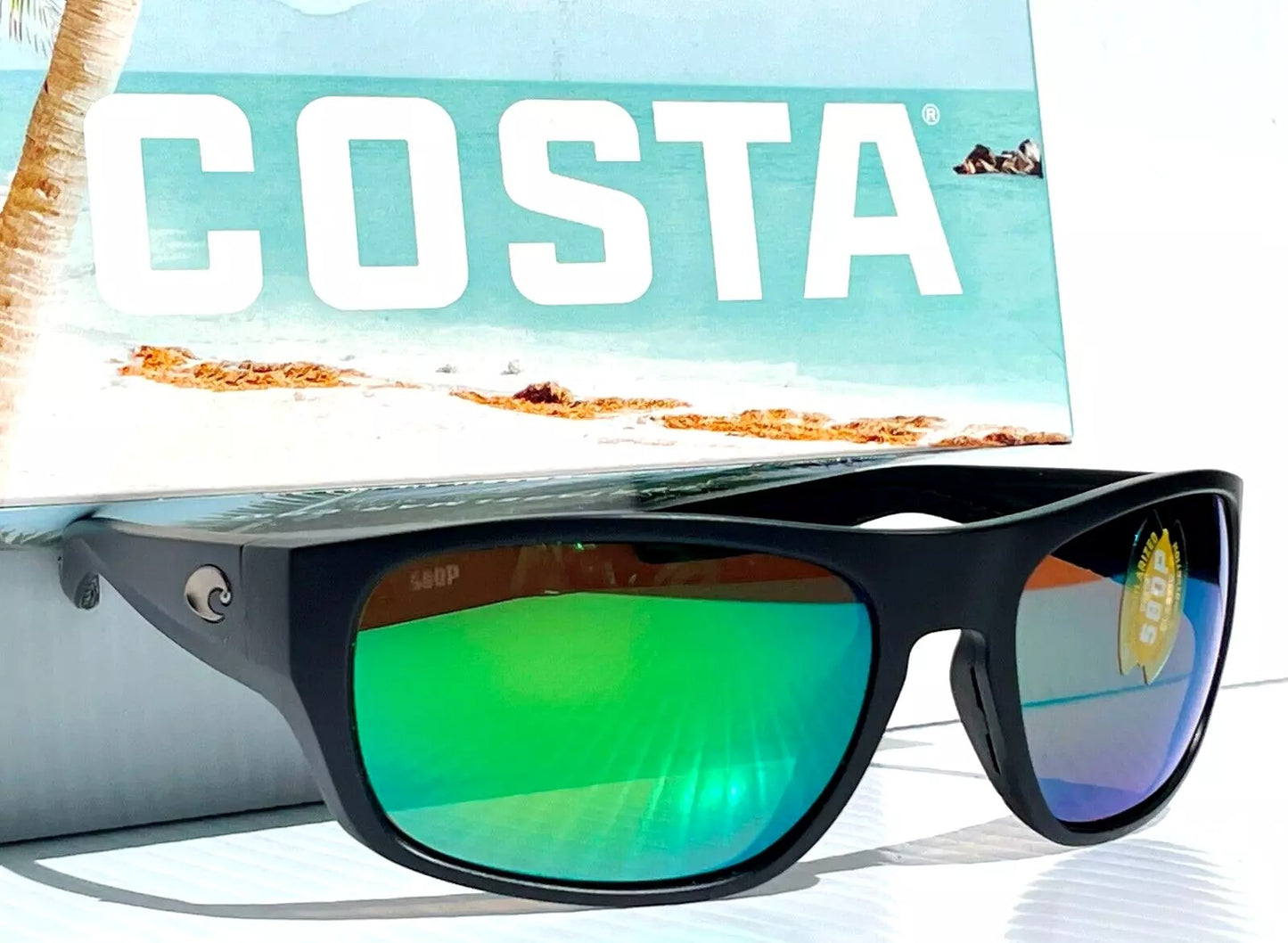 Costa Del Mar TICO Matte Black POLARIZED Green 580P Lens Sunglass TCO 11