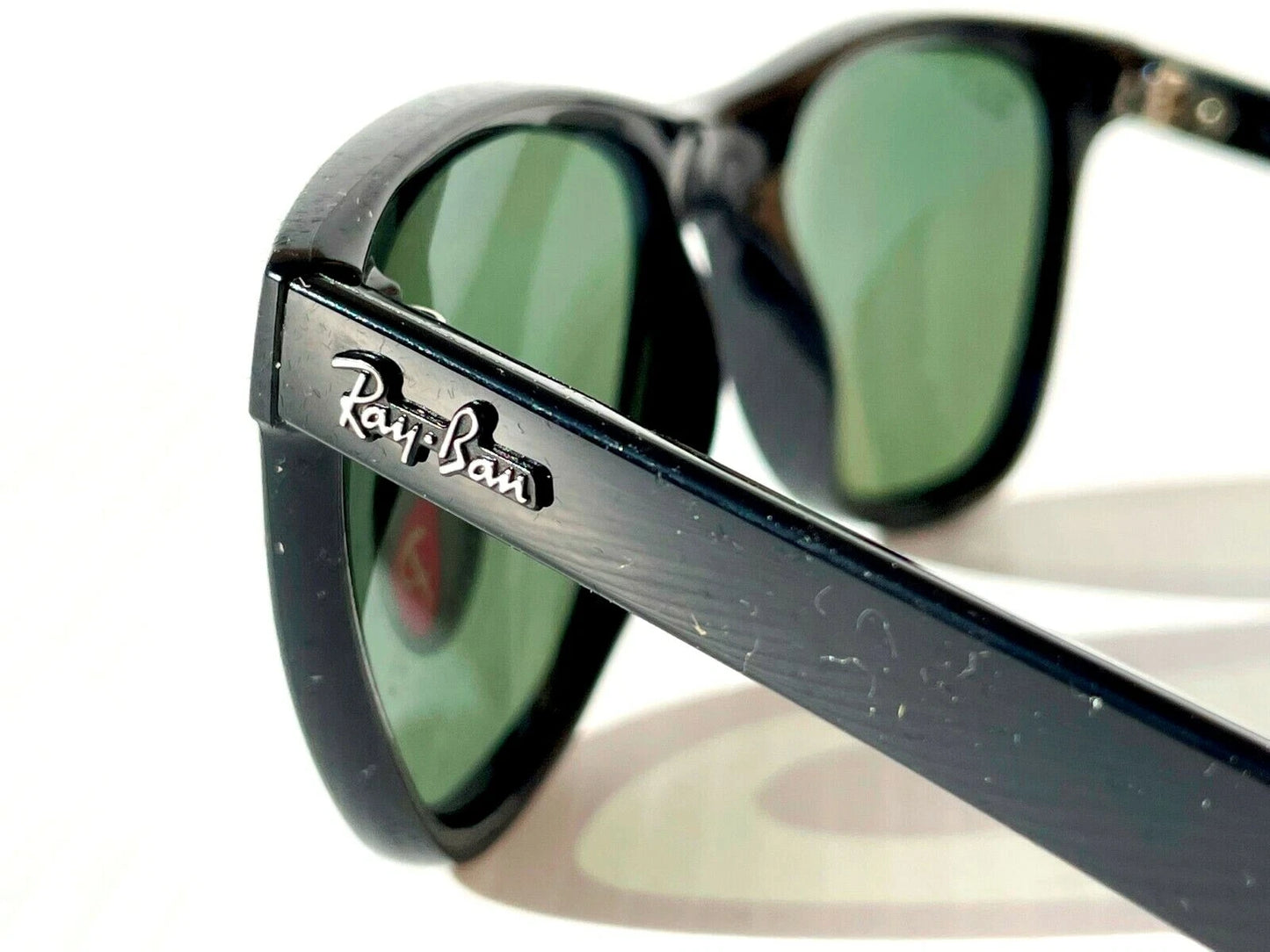 Ray Ban WAYFARER Black Frame POLARIZED G-15 Grey Green Sunglass RB4184 601/9A