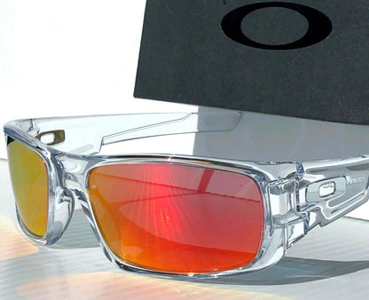 Oakley CRANKSHAFT Shiny Clear Frame POLARIZED Galaxy Ruby Mirror Lens Sunglass 9239-04- Two-Lens Bundle!