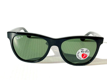 Ray Ban WAYFARER Black Frame POLARIZED G-15 Grey Green Sunglass RB4184 601/9A