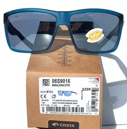 Costa Del Mar RINCONCITO Matte Atlantic Blue POLARIZED Grey Mirror 580P Lens Sunglass RIC 177